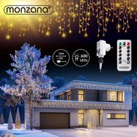 MONZANA® LED Regen Lichterkette warmweiß kaltweiß Innen Außen Eisregen Weihnachtsbeleuchtung Weihnachten Weihnachtsdeko 600 LED warm-weiß von monzana