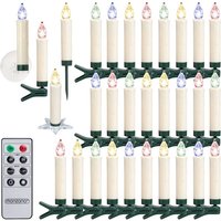 Monzana - 30x led Weihnachtskerzen Kabellos Flackern Dimmbar Timer Fernbedienung Batterie Weihnachtsbaum Lichterkette Weiß Bunt bunt von monzana