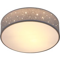 Deckenlampe Sternenhimmel Stoff Rund E27 Deckenleuchte Stoffdeckenleuchte Stoffdeckenlampe Schlafzimmer Wohnzimmer 30cm Grau - Monzana von monzana