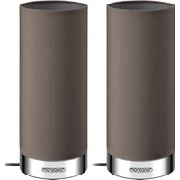 Monzana - led Tischlampe 2er Set Stoffschirm Touch Dimmbar E14 Schlafzimmer Wohnzimmer Tischleuchte Nachttischlampe Nachttischleuchte Taupe & Chrom von monzana