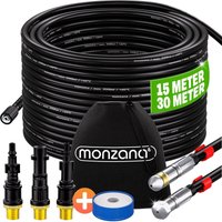 Monzana - Rohrreinigungsschlauch Premium Set 200bar inkl. 3 Adapter 2 Düsen mit Kärcher kompatibel Hochdruckreiniger Universal Rohrreinigungsset 15m von monzana