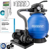 Monzana - Sandfilteranlage Pool Selbstansaugend 10.200L/h 450 Watt 2in1 Adapter Ø32mm – 38mm Wassertester Ph Chlor 7-Wege Sandfilterpumpe Poolfilter von monzana