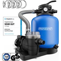 Monzana - Sandfilteranlage SF102K 9960L/h bis 35.000L Pool Selbstansaugend 400 Watt 2in1 Adapter Ø32–38mm 7Wege Ventil Sandfilterpumpe Poolfilter von monzana