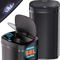 Monzana - Sensor Mülleimer Küche 58 l Automatik mit Bewegungssensor Soft-Close-Deckel USB-Kabel Wasserdicht Smarter Abfalleimer Müllbehälter schwarz von monzana