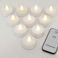 Teelichter led +300H elektrisch flackernd mit Fernbedienung mit Batterien flammenlose realistische Kerzen hell warm weiß 10er Set je 3,7cm - Monzana von monzana