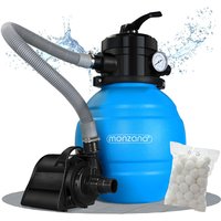 Monzana - Sandfilteranlage MZPP100 5000 l/h inkl Filterbällen 7 Wege Ventil 2in1 Adapter Ø32-38mm 100Watt Filteranlage Poolfilter Pumpe Filterkessel von monzana