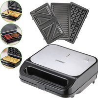 Sandwichmaker 3 in 1 Sandwichtoaster mit 3 abnehmbare Sandwich- Grill- Waffelplatten 1000 Watt von monzana