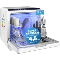 MONZANA® Tischspülmaschine ohne Wasseranschluss App Funktion sparsamer Verbrauch 4,5L 6 Programme 4 Gedecke 45cm Mini Geschirrspüler Spülmaschine Weiß von monzana
