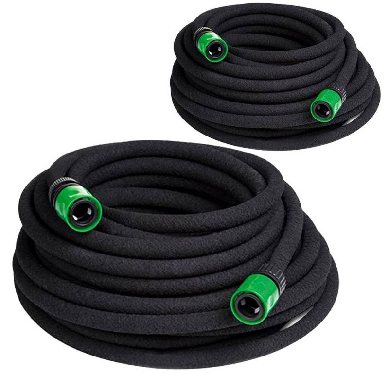 monzana Bewässerungsschlauch, 30 m 1/2 Zoll T-Verbinder Wasserstop Perlschlauch Tropfschlauch 2x 15m von monzana