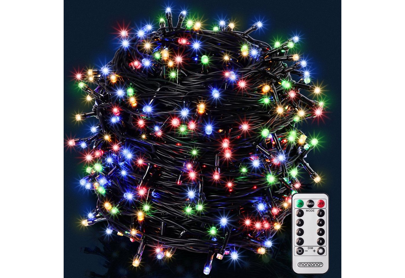 monzana Lichterkette, 200/400/600 LEDs warmweiß/kaltweiß/bunt Weihnachtsbaum von monzana