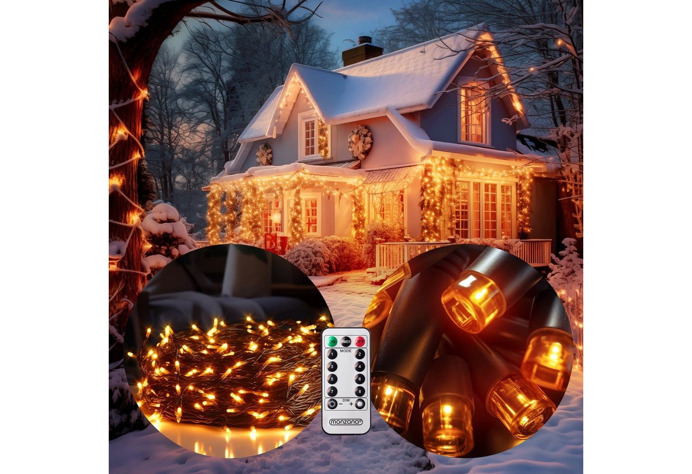 monzana Lichterkette, 200/400/600 LEDs warmweiß/kaltweiß/bunt Weihnachtsbaum von monzana
