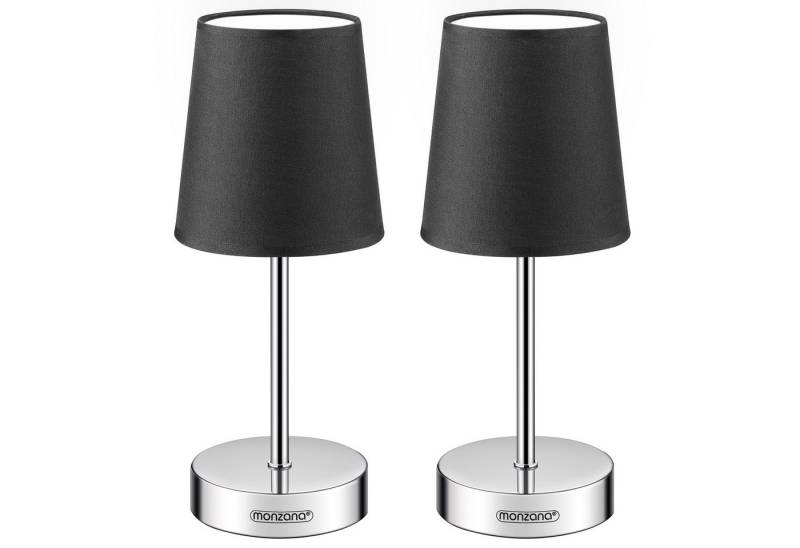 monzana Tischleuchte, Leuchtmittel wechselbar, 2er Set 32 cm Stoffschirm E14 Chrom Metall Wohnzimmer Büro von monzana