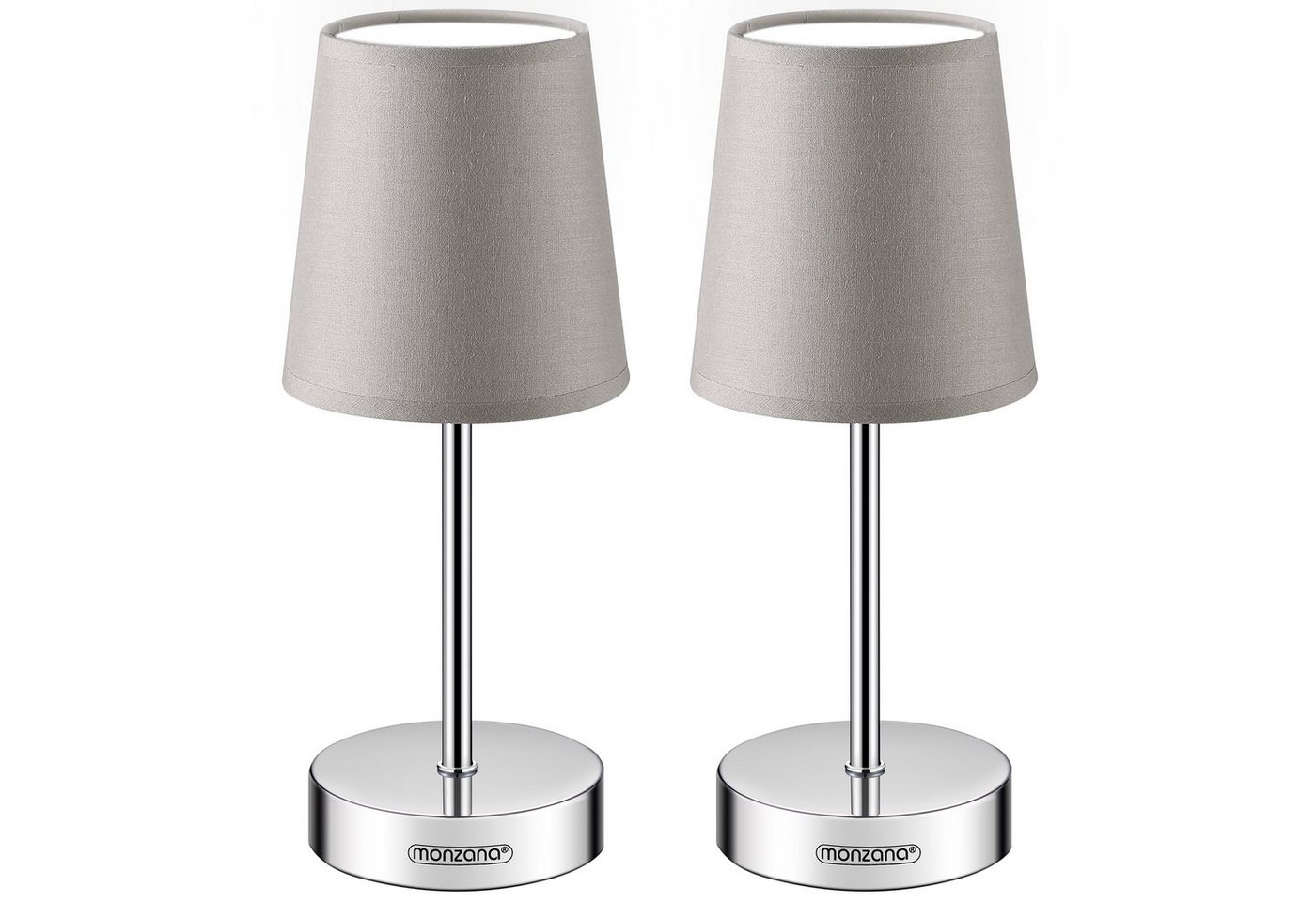 monzana Tischleuchte, Leuchtmittel wechselbar, 2er Set 32 cm Stoffschirm E14 Chrom Metall Wohnzimmer Büro von monzana