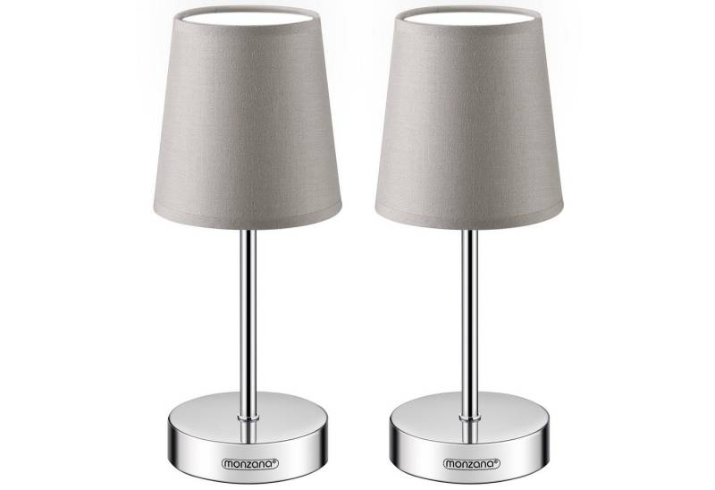 monzana Tischleuchte, Taupe 2er Set, 2er Set 32 cm Stoffschirm E14 Chrom Metall Wohnzimmer Büro von monzana