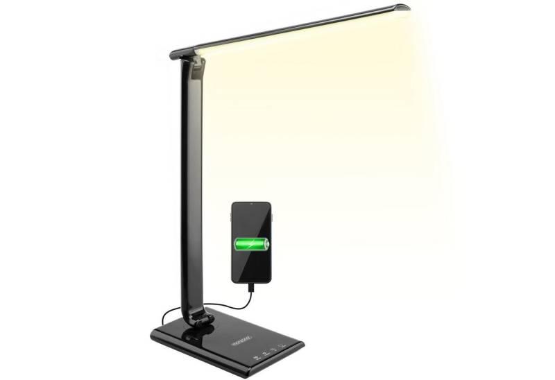 monzana Tischleuchte Cataleya, Schwarz, LED Schreibtischlampe Schwarz 3 Farb- und 5 Helligkeitsstufen USB von monzana