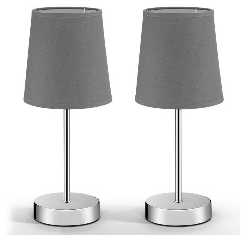 monzana Tischleuchte, Tischlampe, ohne Leuchtmittel, 2er Set 32 cm Stoffschirm E14 Chrom Metall Wohnzimmer Büro von monzana