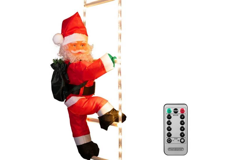 monzana Weihnachtsmann, LED Leiter XL 90cm für In-/Outdoor Timer 8 Leuchtfunktionen dimmbar von monzana