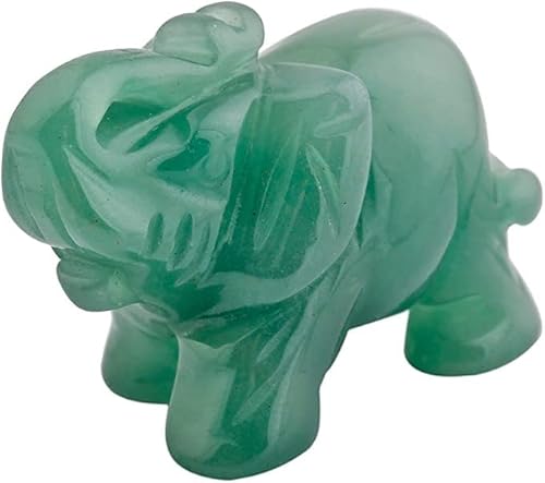 mookaitedecor 1.5 Inch Elefant Kristall Stein Skulptur Statue, Glücksbringer Heilung Reiki Tasche Elefanten Figuren Fengshui Deko Kunsthandwerk für Home Office Tisch Deko, Grüner Aventurin Stein von mookaitedecor