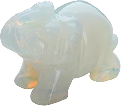 mookaitedecor 1.5 Inch Elefant Kristall Stein Skulptur Statue, Glücksbringer Heilung Reiki Tasche Elefanten Figuren Fengshui Deko Kunsthandwerk für Home Office Tisch Deko, Opalit Stein von mookaitedecor