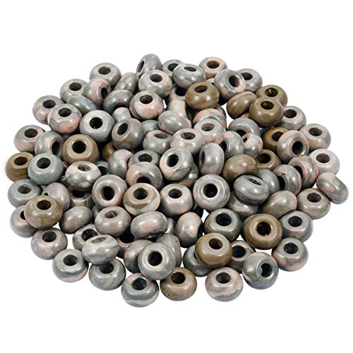 mookaitedecor 20 Stück Natürliche Edelstein Perlen Großes Loch Lose Rondelle Beads Makramee Charm für Schmuckherstellung DIY Projekt, Zebra-Jaspis Runde Perlen(14x8mm) von mookaitedecor