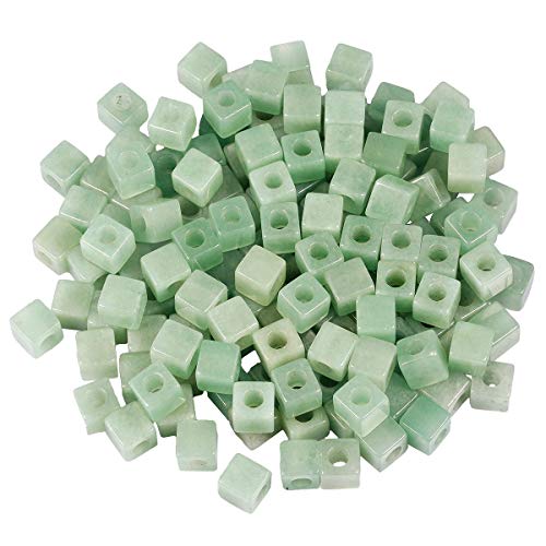 mookaitedecor 20 Stück Natürliche Edelstein Grüner Aventurin Würfel Perlen Großes Loch Lose Beads Charme für Schmuckherstellung DIY Projekt, 10x10mm von mookaitedecor