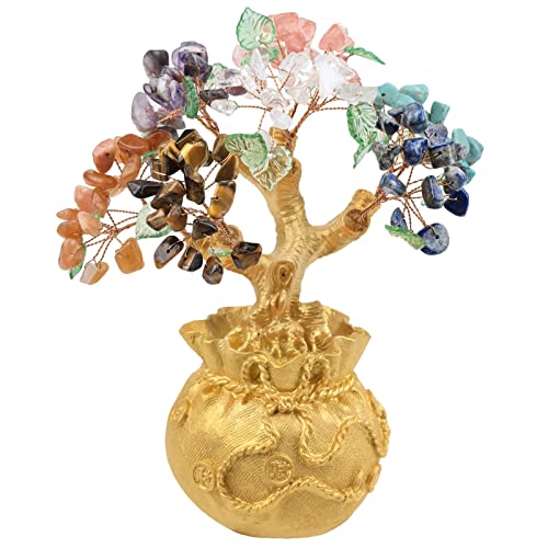 mookaitedecor 7 Chakra Stein Geld Baum mit goldenen Geldbeutel Basis, Feng Shui Baum Bonsai Ornament für Haus & Büro Dekoration Reichtum und Glück mookaitedecor 7 Chakra Stein Geld Baum mit goldenen Geldbeutel Basis, Feng Shui Baum Bonsai Ornament für Haus & Büro Dekoration Reichtum und Glück von mookaitedecor