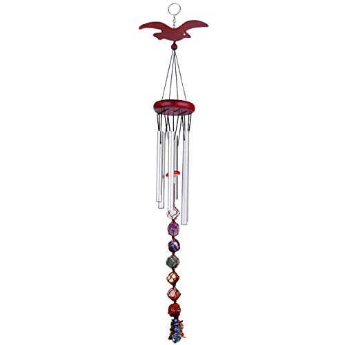 mookaitedecor 7 Chakra Windspiele, 60cm Windspiele im Freien mit 6 Aluminiumrohren für Garten, Balkon, Terrasse und Wohnkultur von mookaitedecor