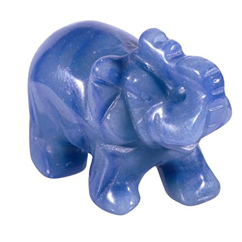 mookaitedecor Blauer Aventurin Stein Elefant Statue geschnitzt Skulptur Tasche Steinfiguren Dekor Handwerk 1,5 Zoll von mookaitedecor