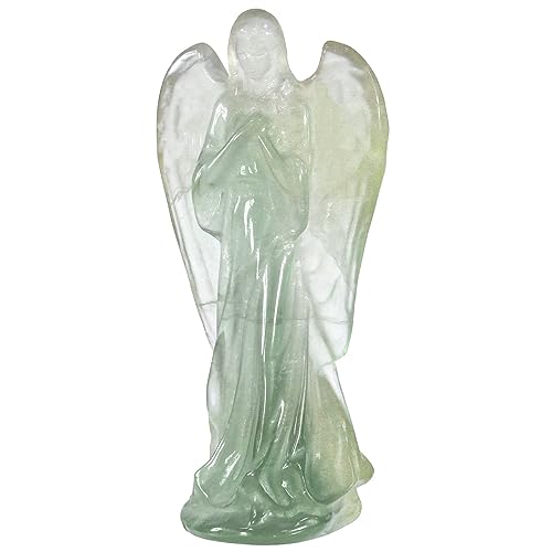 mookaitedecor Fluorit Natürliche Kristall Gebet Engel Figur, Schutzengel Stein Statue Ornament für Beten Schutz Home Decor von mookaitedecor