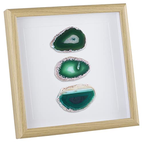 mookaitedecor Gerahmte Achat Scheiben Wandkunst, Geode Scheiben Stein Bilderrahmen für Wohnzimmer Schlafzimmer Hochzeit kann Top Display Heim Büro Tisch Wand Deko 8.8 inch, grün von mookaitedecor