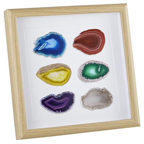 mookaitedecor Gerahmte Achat Scheiben Wandkunst, Geode Slice Stein Bilderrahmen für Wohnzimmer Schlafzimmer Hochzeit kann Top Display Heim Dekoration 8.8 Inches, bunt von mookaitedecor