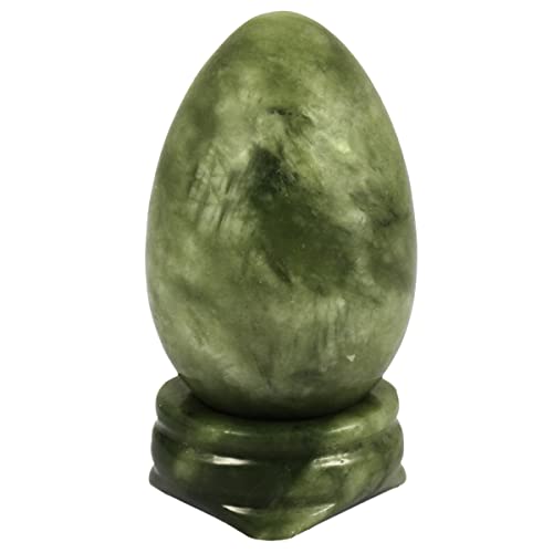 mookaitedecor Grüne Jade Kristall Ei Oval Kugel mit ständer, Edelstein für Heilung Reiki Chakra und Familie Dekoration Schmückung von mookaitedecor