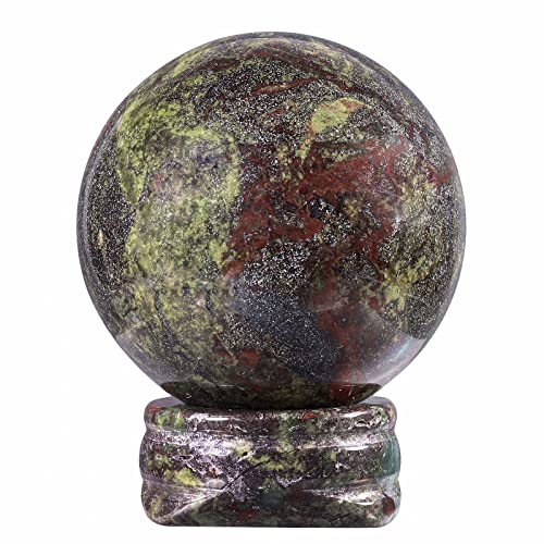 mookaitedecor Natürliche Drachenblut Stein Kristallkugel mit Ständer, polierte Kristall Stein Ornament Skulptur Figur für Fengshui Display Divination Heim Dekoration von mookaitedecor