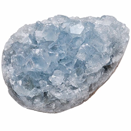 mookaitedecor Natürlicher Celestite Kristall Mineral Rohstück klein Edelstein Druse Quarz Dekoration Schmückung für Familie & Büro (160-220g) von mookaitedecor