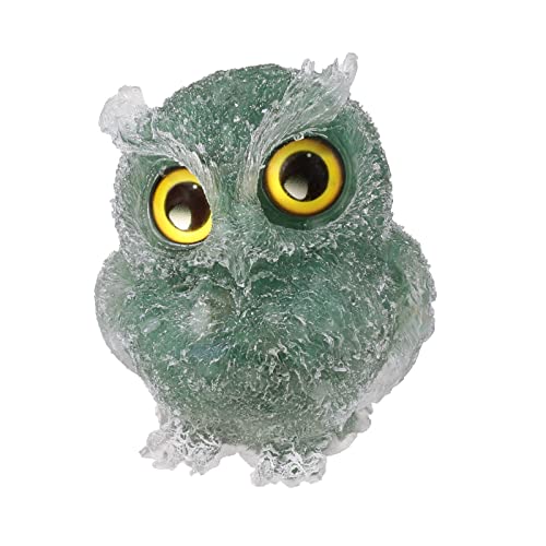 mookaitedecor 2.5" Owl Grüner Aventurin Stein Kristall Figur, Handgeschnitzte Statue Tiere Nacht Eule Skulptur Kristall Stein Ornament für Desktop Büro Heim Dekoration von mookaitedecor