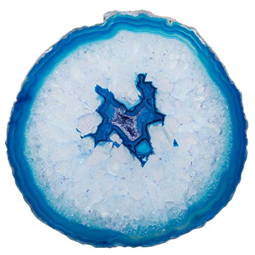 mookaitedecor Poliert Natürliche Geode Achat Platten Tisch Untersetzer Set (2 Stück), Dekorative Stein untersetzer für Glas, Tassen, Vasen, Kerzen, Servierplatten Namen Karten für Hochzeit von mookaitedecor