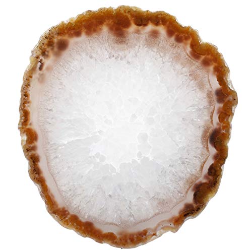 mookaitedecor Poliert Natürliche Geode Achat Platten Tisch Untersetzer Set (2 Stück), Dekorative Stein untersetzer für Glas, Tassen, Vasen, Kerzen, Servierplatten Namen Karten für Hochzeit von mookaitedecor