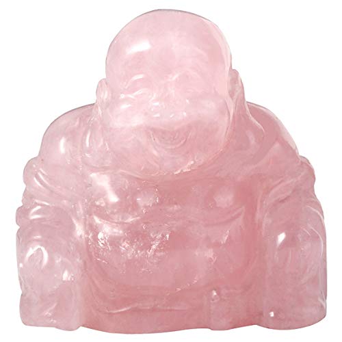 mookaitedecor Rosenquarz Glücklicher Buddha Figur Kristall Ornament Geschnitzte Statue Figuren Taschenstein Haus Dekoration, 3,8 cm von mookaitedecor