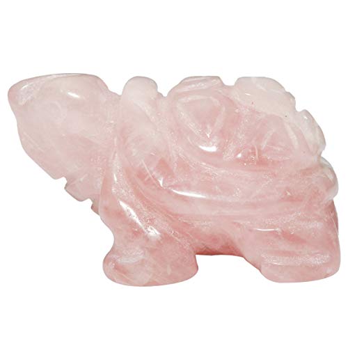 mookaitedecor Rosenquarz Kristall Schildkröte Schildkröte Statue Skulptur, kleiner Heilstein Rosa Schildkröte Geschenk Reiki Tasche Edelstein Glücksbringer Ornament Schreibtisch Dekor Figuren 3,8 cm von mookaitedecor