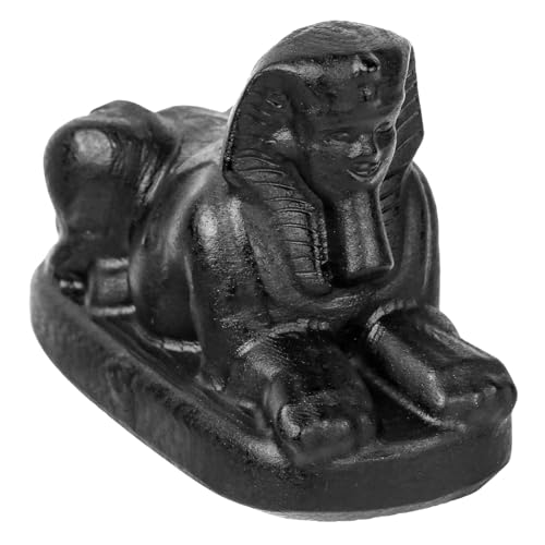 mookaitedecor Schwarze Obsidian Kristall Sphinx Figur Edelstein, Hand geschnitzt Tierfigur Stein Statue Skulptur Kristalle und Heilsteine für Büro Heimdekoration von mookaitedecor