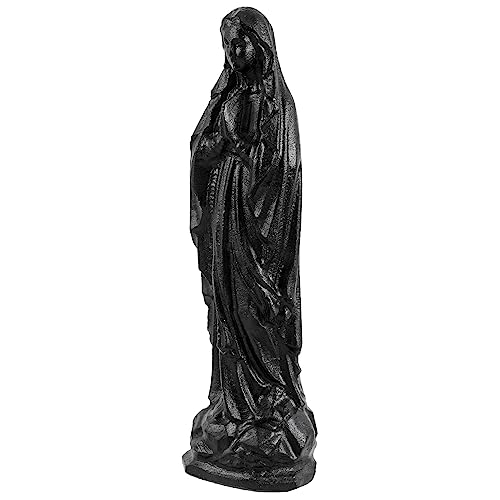 mookaitedecor Schwarzer Obsidian Kristall Betende Jungfrau Maria Figur, dekorative Gottesmutter Statue Ornament Stein für religiöse und Home Decor von mookaitedecor