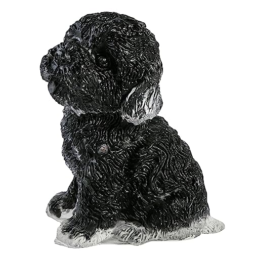 mookaitedecor Schwarzer Obsidian Kristall Stein Pudel Hund Statue sitzende Tier Hundeskulptur Figur für Home Decoration sammelbar Ornament von mookaitedecor