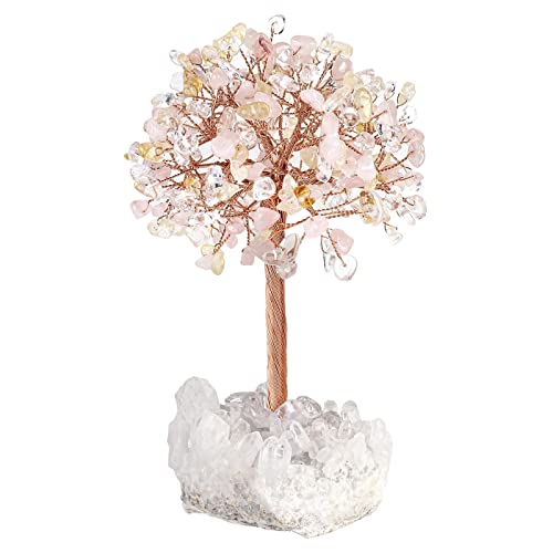 mookaitedecor Silberbaum aus natürlichem Kristall mit Basis aus Bergkristall, Baum mit Trommelsteinen Reiki für Tischpräsentation und Dekoration des Hauses von mookaitedecor