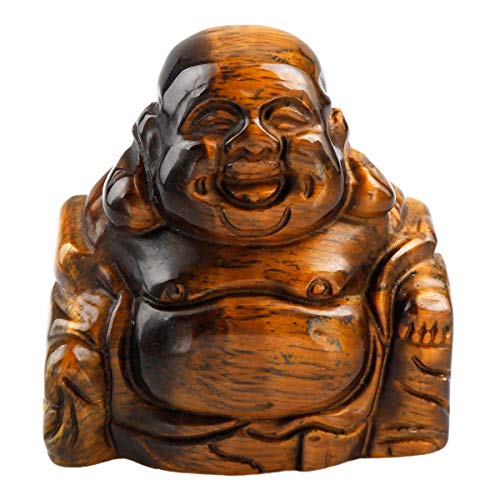 mookaitedecor Tigerauge Glücklicher Buddha Figur Kristall Ornament Geschnitzte Statue Figuren Taschenstein Haus Dekoration, 3,8 cm von mookaitedecor