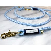 Blaue Hundeleine/Tauleine/Seil „Hope" Mit Goldenen Scherenkarabinern, Verschiedene Größen Und Farben Wählbar Blaue Hundeleine/Tauleine/Seil „Hope" Mit Goldenen Scherenkarabinern, Verschiedene Größen Und Farben Wählbar von moonandneck