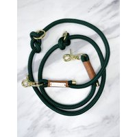 Grüne/Dunkelgrüne Hundeleine/Leine „Fiercely" Mit Rostbraun Umwickelung Und Gold Karabiner - Verschiedene Größen Moon&neck von moonandneck