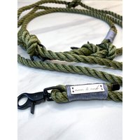 Grüne Hundeleine/Tauleine/Seil „Moss" Mit Schwarzen Scherenkarabinern, Verschiedene Größen Und Farben Wählbar von moonandneck