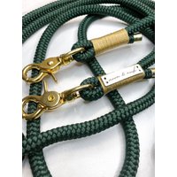 Grüne Hundeleine/Tauleine „Holy" Mit Goldenen Scherenkarabinern, Verschiedene Größen von moonandneck