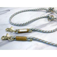 Hundeleine/Tauleine „Handsome" Mit Gold Leder Umwickelung Und Karabiner - Verschiedene Größen von moonandneck