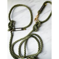 Moxonleine | Retrieverleine „Evergreen" Aus Grün Gedrehtem Tau Mit Schwarz/Gold Umwickelung Und Gold Karabiner - Verschiedene Größen Moxonleine | Retrieverleine „Evergreen" Aus Grün Gedrehtem Tau Mit Schwarz/Gold Umwickelung Und Gold Karabiner - Verschiedene Größen von moonandneck